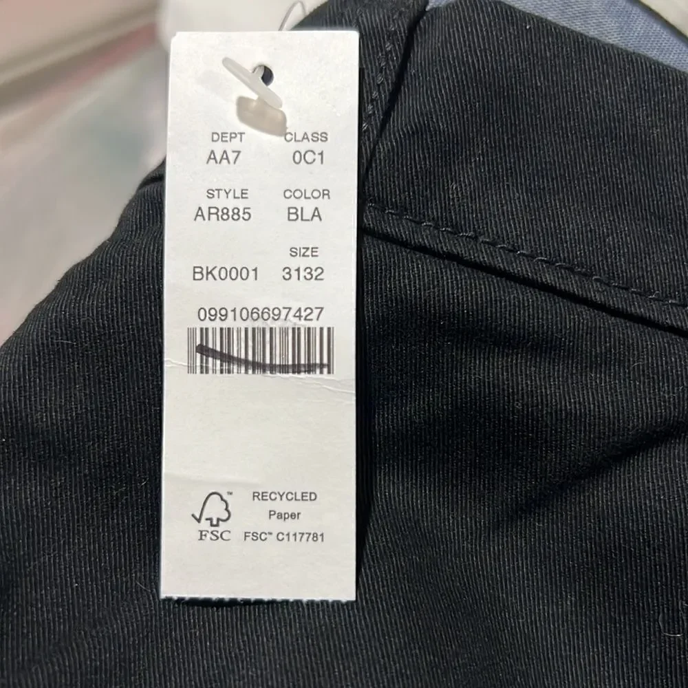 J. Crew 484 Slim-fit stretch chino pant Black size 31 NWT